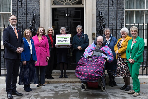 Delivering the Arthur Rank petition to Downing Street