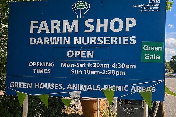 Darwin Nurseries and Farm Shop sign