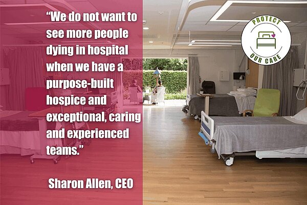 Image including quote from Sharon Allen, CEO Arthur Rank Hospices